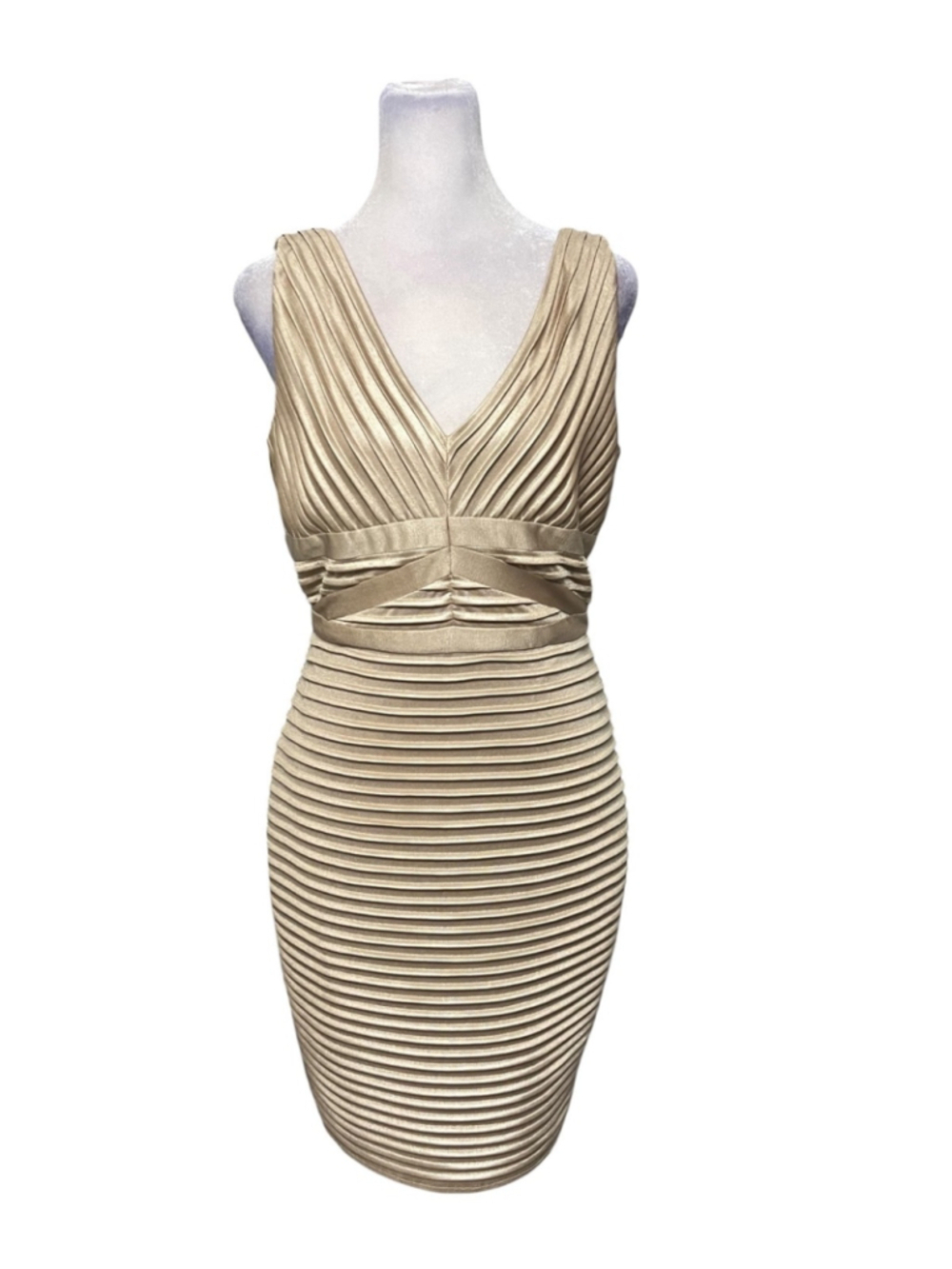 Calvin Klein Champagne Bodycon Vneck Dress Size 4